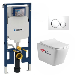 Pack WC Bâti-support extra-plat UP720 + Cuvette Tesi Ideal Standard + Abattant frein de chute + Plaque Blanc/Chrome