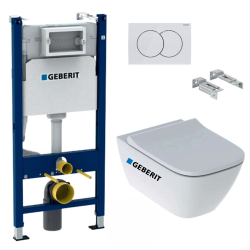Pack WC Bâti-support Viconnect + WC suspendu Normus + Abattant frein de chute + Plaque chrome mat (ViConnectNormus-3)