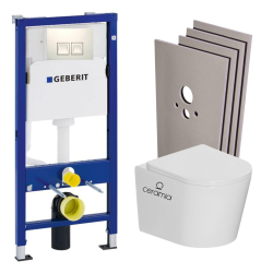 Pack WC bâti-support Duofix  + WC sans bride + plaque blanche + set d'habillage (CETORGEB1SB)