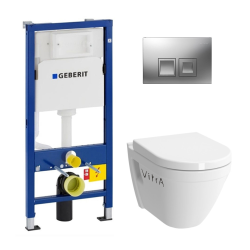 pack bâti-support UP100 + plaque Delta50 + cuvette Vitra avec bride S50 + abattant softclose (S50geb1)