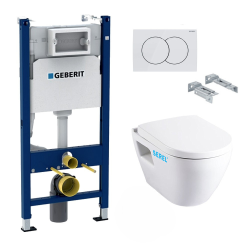 Pack WC Bâti Duofix + Cuvette SM10 avec bride + Abattant soft close (SM10Geb3)