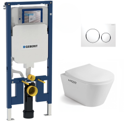 Pack WC Bâti-support + Cuvette sans bride + Abattant soft close + Plaque Blanche (SLIM-Avva-C)