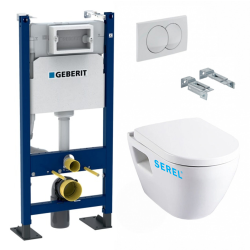 Pack Autoportant Bâti-support Duofix + WC SM26 sans bride + Abattant softclose + Plaque blanche (SM26GebX)