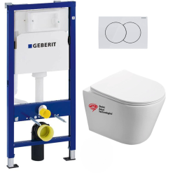 Pack WC Bâti-support 112 cm + WC Swiss Aqua Technologies Infinitio sans bride + Plaque Blanc alpin (InfinitioGeb1)