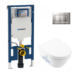 Pack WC Bâti-support UP720 extra-plat + WC Architectura sans bride + Abattant softclose + Plaque chrome (SLIM-Architectura2-L)