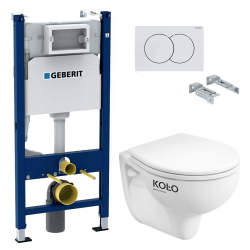 Pack WC Bâti-support avec Cuvette Kolo Rekord + Abattant + Plaque blanche (DormoGeb3)