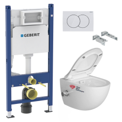 Pack WC Bâti-support Viconnect + WC suspendu Normus + Abattant frein de chute + Plaque chrome mat (ViConnectNormus-3)