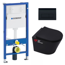 Pack WC Bâti-autoportant Duofix + WC sans bride SAT avec fixations invisibles + Abattant softclose + Plaque blanche