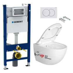 Pack WC Bâti-support Viconnect + WC suspendu Normus + Abattant frein de chute + Plaque chrome mat (ViConnectNormus-3)