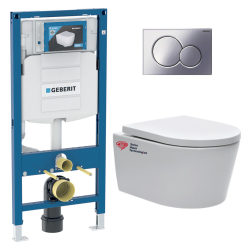 Pack WC Geberit Duofix + Cuvette Ideal Standard Tesi Aquablade + Plaque de commande Sigma01 Chrome mat