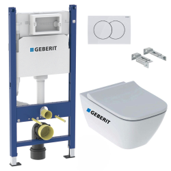 Pack WC Bâti-support Viconnect + WC suspendu Normus + Abattant frein de chute + Plaque chrome mat (ViConnectNormus-3)