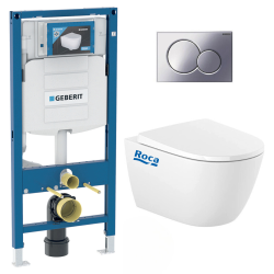 Pack WC Geberit Duofix + Cuvette Ideal Standard Tesi Aquablade + Plaque de commande Sigma20 Blanc chromé