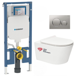 Pack WC Bâti-support UP720 extra-plat + WC Architectura sans bride + Abattant softclose + Plaque chrome (SLIM-Architectura2-F)