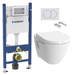 Pack WC Bâti Duofix + WC suspendu Vitra S50 + Abattant soft close + Plaque blanche + Set d'isolation phonique (S50GEB3SET)