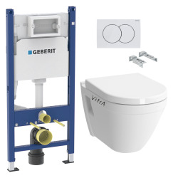 Pack WC Bâti Duofix + WC suspendu Vitra S50 + Abattant soft close + Plaque blanche + Set d'isolation phonique (S50GEB3SET)