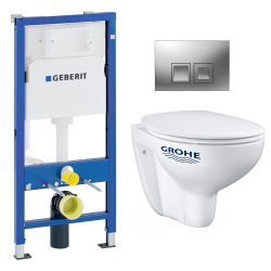 pack bâti-support UP100 + plaque Delta50 + cuvette Bau Ceramic sans bride + abattant softclose (BauGeb1)