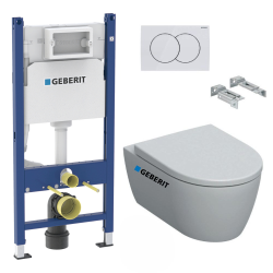 Pack WC Bâti-support Viconnect + WC suspendu Normus + Abattant frein de chute + Plaque chrome mat (ViConnectNormus-3)