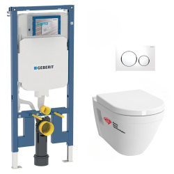 Pack WC bâti-support extra-plat + Cuvette Vitra S50 compacte + Abattant softclose + Plaque blanche (SLIM-S50Compact-1)