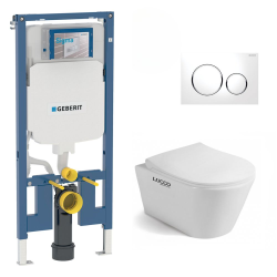 Pack WC Bâti-support + Cuvette sans bride + Abattant soft close + Plaque Blanche (SLIM-Avva-C)