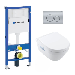 Pack WC Bâti UP100 + Cuvette Architectura sans bride fixations invisibles + Plaque blanche (Architectura2Geb2)