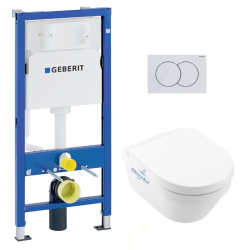 Pack WC Bâti-support autoportant DUOFIX + WC suspendu Architectura, fixations invisibles + Abattant softclose + Plaque blanche