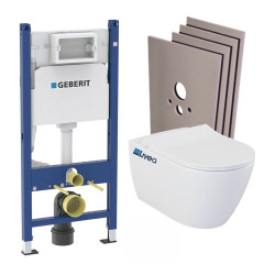 Pack WC Bâti-support Duofix + Cuvette suspendue sans bride Bello + Abattant soft close + Plaque Blanche + Set d'habillage
