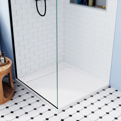 Porte coulissante 90x90 + receveur noir avec siphon (HCB-ALD15B-9090)