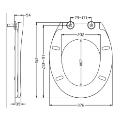  Abattant WC universel avec fermeture douce SoftClose en Duroplast, fixations invisibles, blanc (EASY2233)