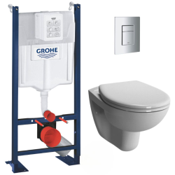 Pack WC Bâti Autoportant Rapid SL + WC suspendu Integra + Abattant softclose + Plaque chrome mat (ProjectIntegra-5)
