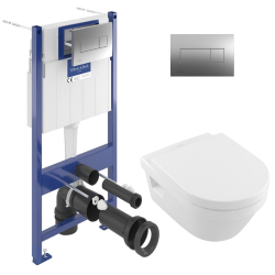 Pack WC Bâti-support avec Cuvette Architectura sans bride + Abattant Softclose + Plaque chrome (ViConnectArchirim-1)