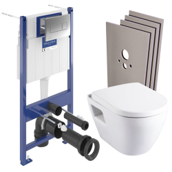 pack WC Bâti-support + WC Serel SM26 sans bride + Abattant softclose + Plaque chrome + Set habillage (ViConnectSM26-1-sabo)