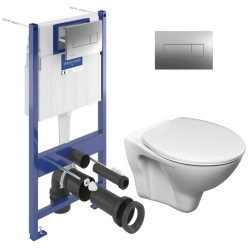 Pack WC Bâti-support Viconnect + WC Cersanit S-line Pro + Abattant + Plaque blanche (ViConnectS-LinePro-1)