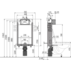  Bâti-support pour WC suspendu, double chasse 3/6 l, blanc (SATAMZ)