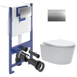 Villeroy & Boch ViConnect Pro S Pack WC Bâti + WC Swiss Aqua Technologies sans bride et fixations invisibles + Plaque (ViConnectSATrimless-1-DE)