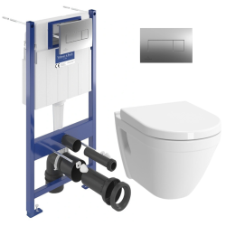 Pack WC bâti-support + Cuvette Vitra S50 + Abattant softclose + Plaque chrome (ViConnectS50-1)