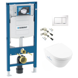 Pack WC Bati-support Geberit UP320 + Cuvette Villeroy & Boch Architectura + Abattant softclose + Plaque blanche (GebArchitectura