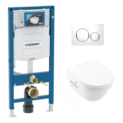 Pack WC Geberit Duofix + Cuvette Ideal Standard Tesi Aquablade + Plaque de commande Sigma01 Chrome mat