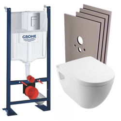 Pack WC Rapid SL autoportant + Cuvette SM10 + Plaque chrome + Set Habillage (ProjectSM10-2-sabo)