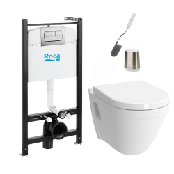 Pack Bâti-support Roca Active + WC suspendu Vitra + Abattant soft close + plaque chrome (RocaActiveS50softclose-2)