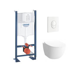 Pack WC Rapid SL autoportant + cuvette Vitra Sento sans bride + plaque Skate Air blanche (ProjectSento-3)
