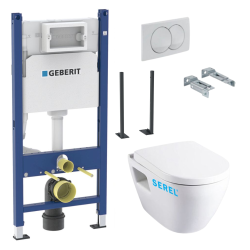Pack Autoportant Bâti-support Duofix + WC SM26 sans bride + Abattant softclose + Plaque blanche (SM26GebX)