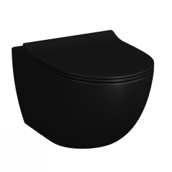 Pack WC Bati-support extra-plat UP720 + WC Vitra Sento sans bride noir mat + Abattant softclose + Plaque noire chromé
