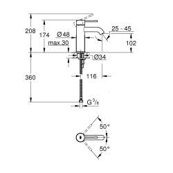 Essence mitigeur monocommande pour lavabo, DN 15, taille S, hard graphite (G24232A01)