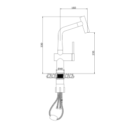  Timeless mitigeur d'évier à levier en acier inoxydable avec douchette extractible, monotrou, or Cuivre brossé (TMLKF185BCP)