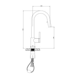  Timeless mitigeur d'évier à levier en acier inoxydable avec douchette extractible, monotrou, noir mat (TMLKF285BM)