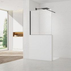 Walk-In 100x90 cm paroi de douche fixe à l'italienne, verre transparent Easy Clean, installation sur cloison abaissée (SATWIS90)