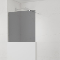 110x100cm Walk-In paroi de douche fixe à l'italienne, verre fumé Easy Clean, pour cloison abaissée (SATWIS110KS)