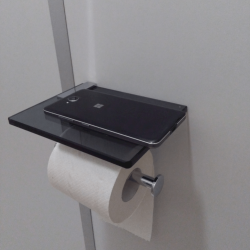 Cube Way Porte papier toilette avec support de rangement en verre trempé, Noir (DRZTOALPOLSKLOC)