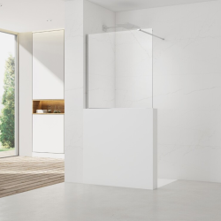 Walk-in 110x100cm paroi de douche fixe à l'italienne + set d'installation + bras de montage (SATBWIS110PR)