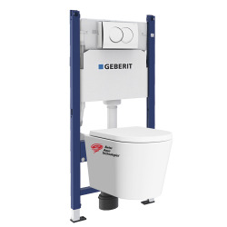 Pack WC sans bride SAT, fixations invisibles + Abattant softclose + Bâti support Geberit UP100 + Plaque blanche